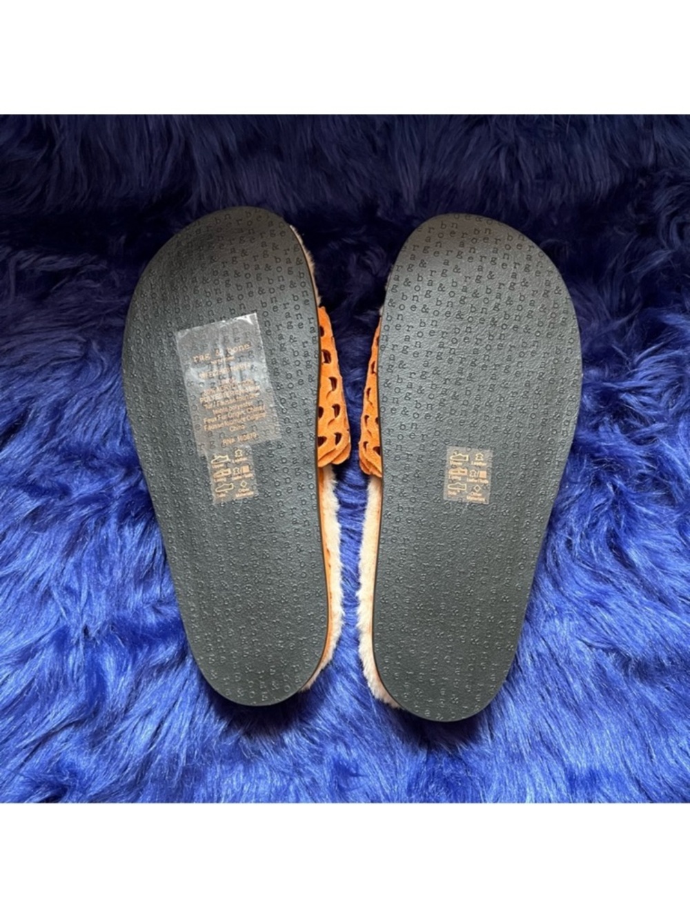 New! Rag & Bone Bailey Shearling Slide Sandals in Sunset Suede - Picture 8 of 9